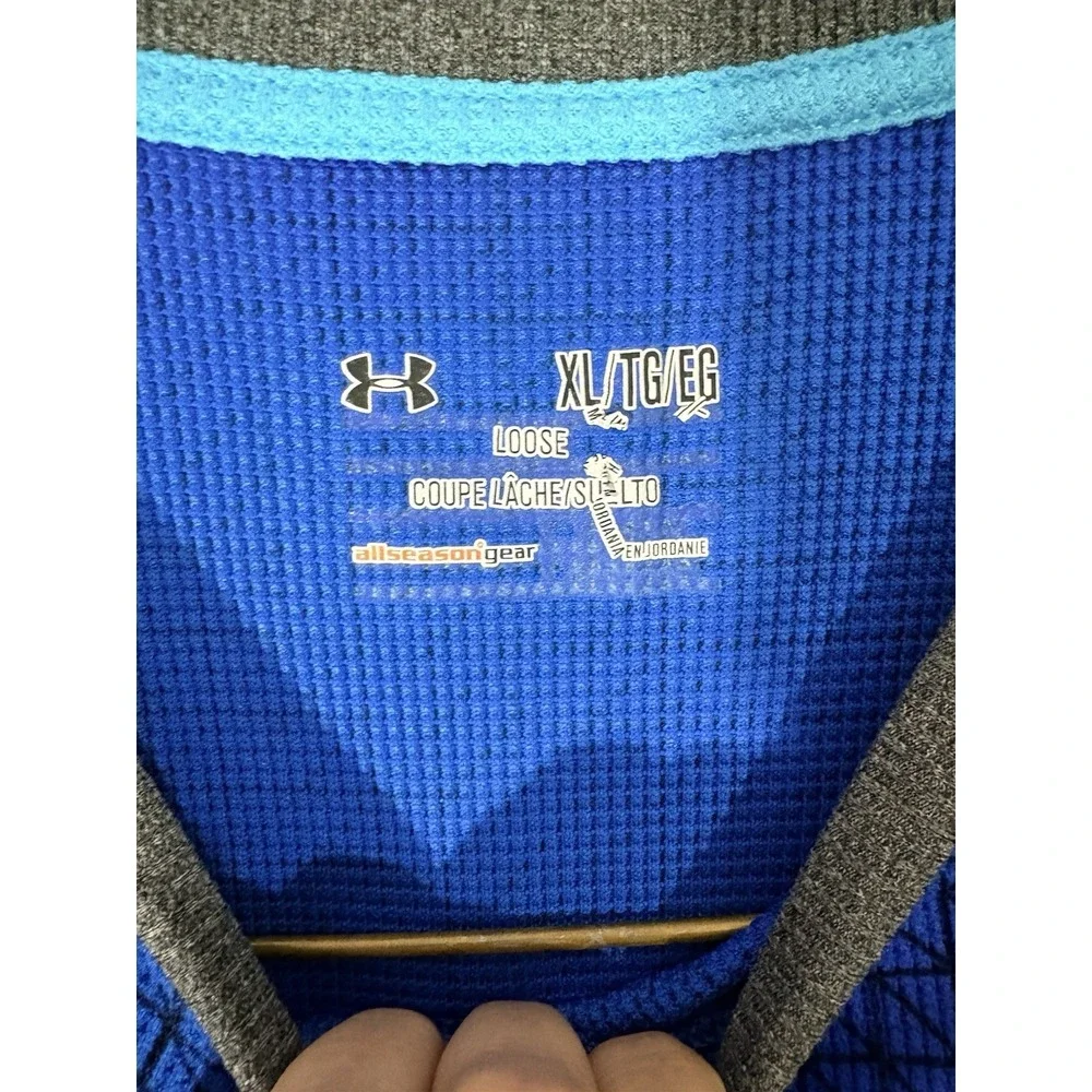 UNDER ARMOUR  All Season Long Sleeve Henley‎ Thermal Shirt Blue Grey SZ XL